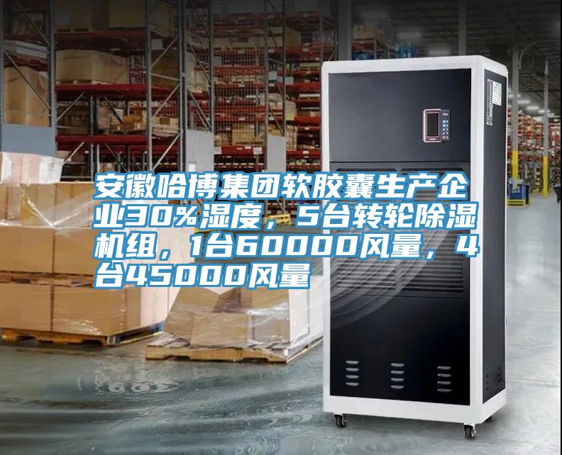 安徽哈博集团软胶囊生产企业30%湿度，5台转轮除湿机组，1台60000风量，4台45000风量